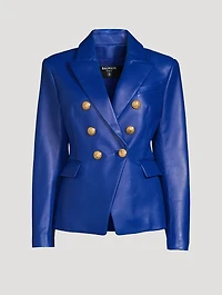 Leather Double-Breasted Blazer