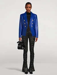 Leather Double-Breasted Blazer