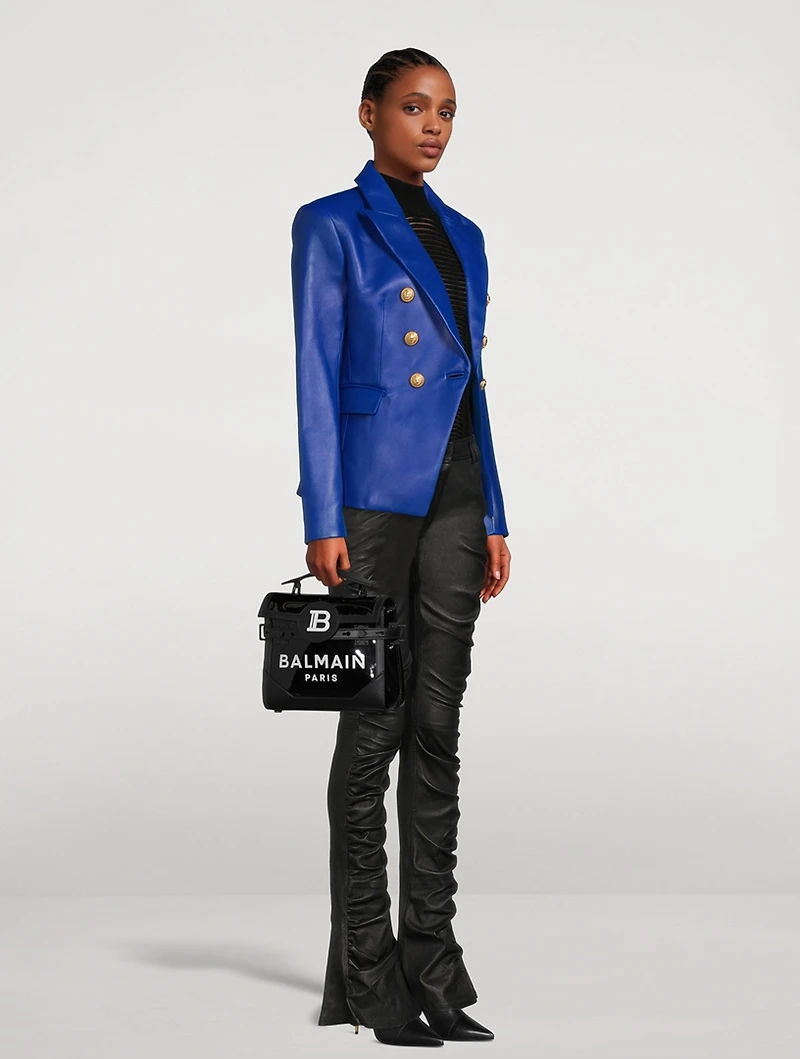 Leather Double-Breasted Blazer