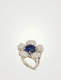 Tanzanite Flower Ring With Diamonds