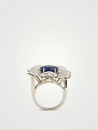 Tanzanite Flower Ring With Diamonds