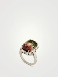 Bi-Colour Tourmaline Ring With Diamonds