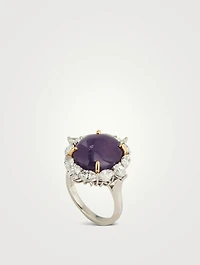Purple Star Sapphire Ring With Diamonds