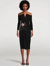 Embellished Off-The-Shoulder Cocktail Dress