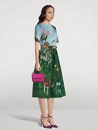 Poplin Midi Dress Botanical Forest Print