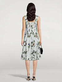 Passionflower Poplin Midi Dress With Pleat Detail