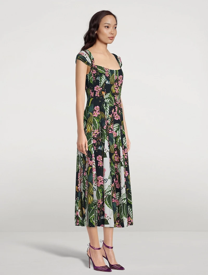 Cady Inset Midi Dress Mixed Botanical Print