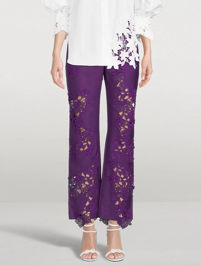 Stretch Wool Guipure Pants