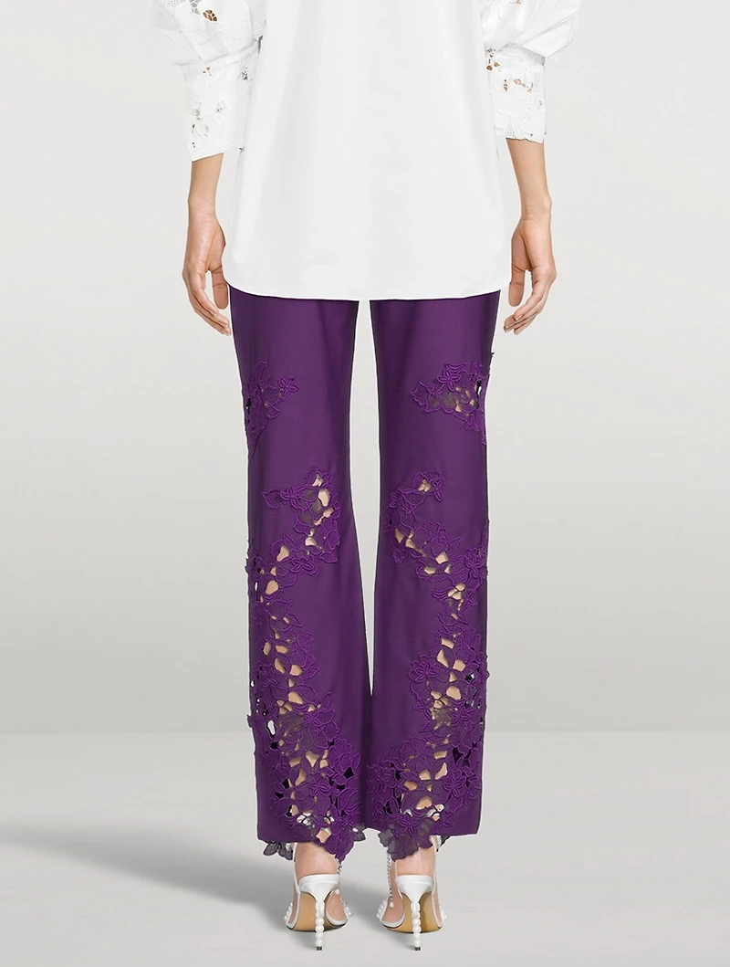 Stretch Wool Guipure Pants