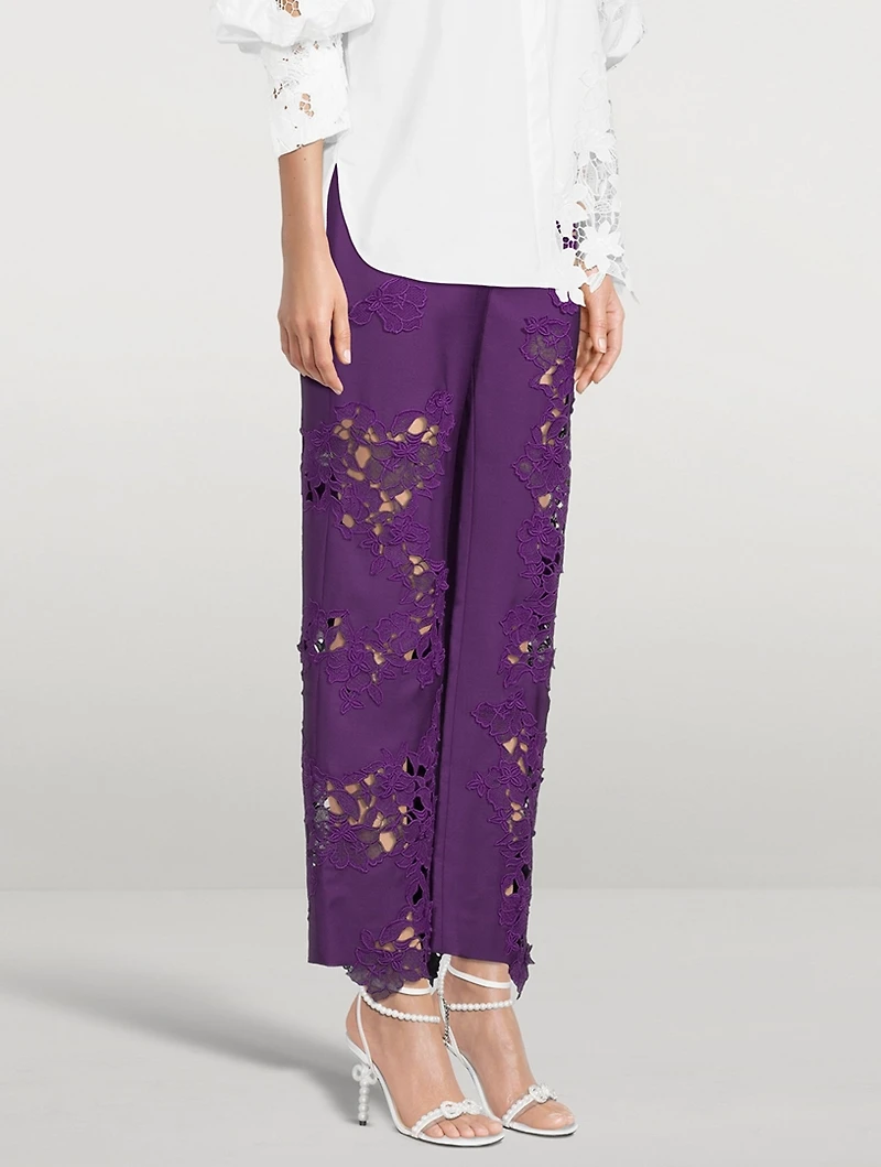 Stretch Wool Guipure Pants
