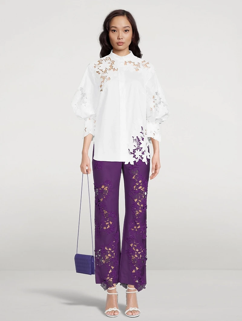 Stretch Wool Guipure Pants