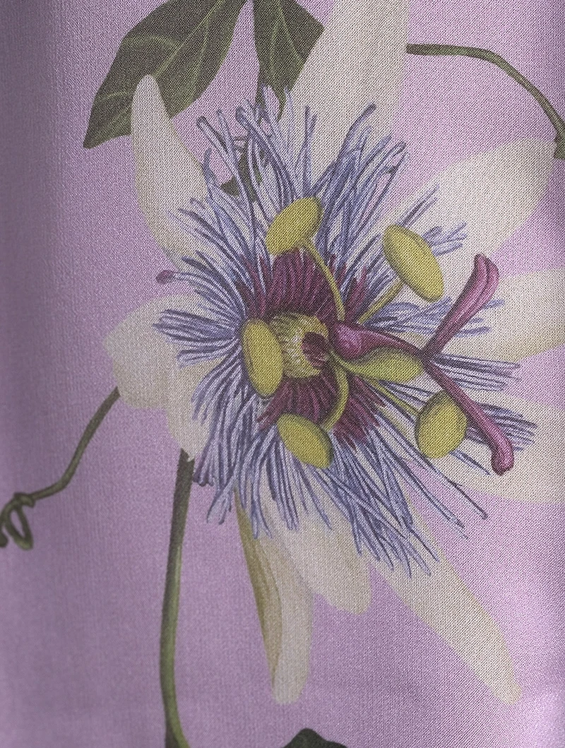 Chiffon Tie-Neck Blouse Passionflower Print