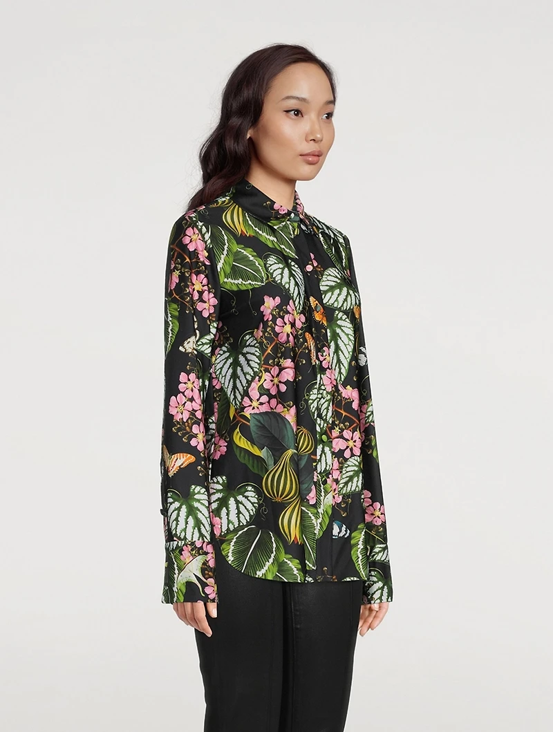 Jersey Blouse Mixed Botanical Print