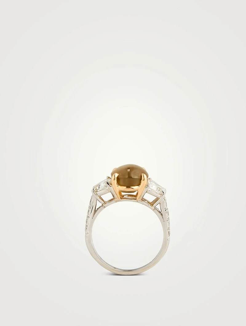 Cat's Eye Chrysoberyl Ring With Diamonds
