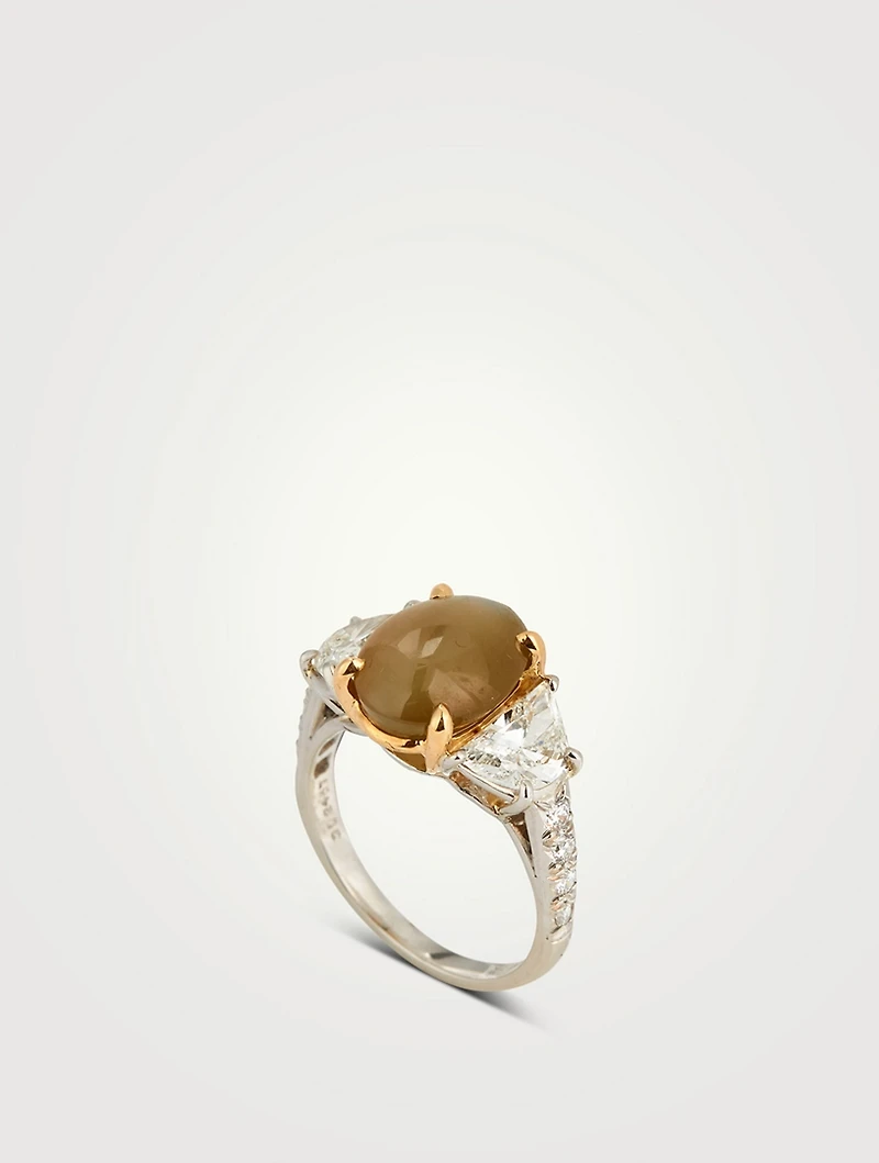 Cat's Eye Chrysoberyl Ring With Diamonds