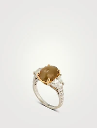 Cat's Eye Chrysoberyl Ring With Diamonds