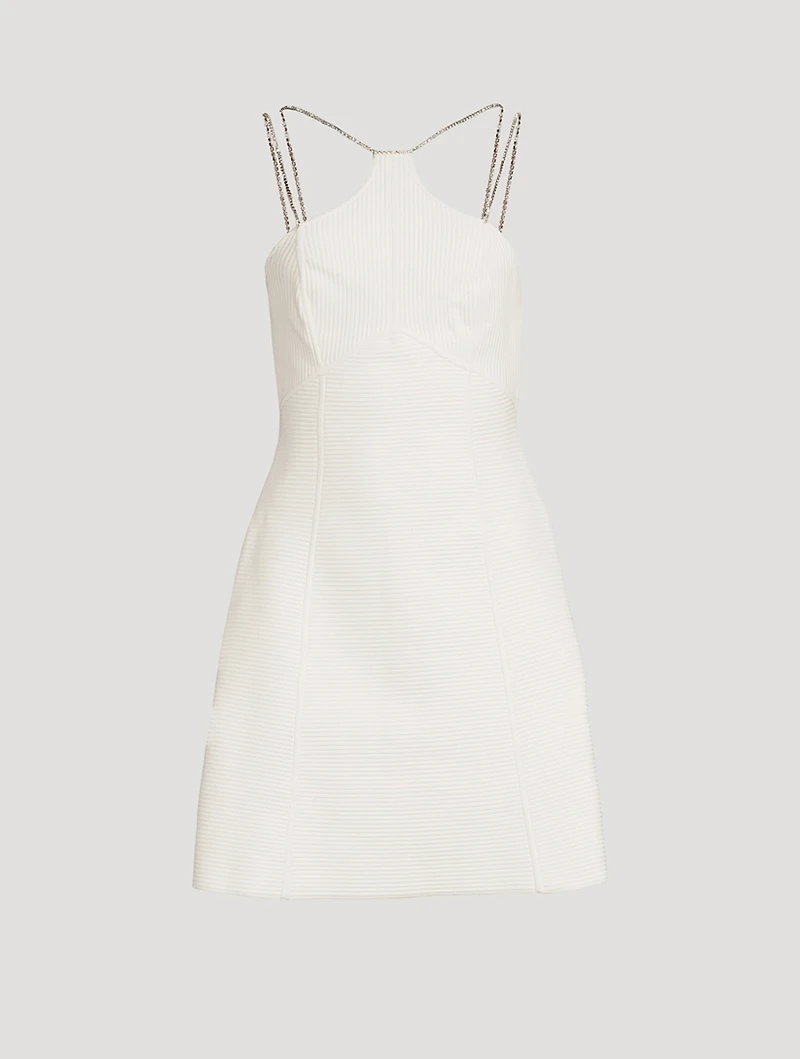 Ottoman Mini Dress With Crystal Chain