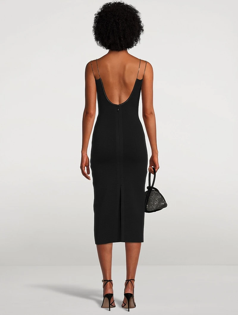 Ottoman Midi Dress With Crystal Chain