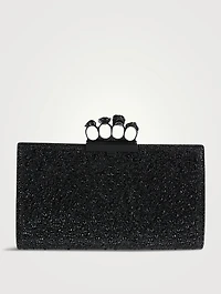 Skull Four-Ring Crystal-Embellished Leather Clutch