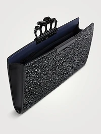 Skull Four-Ring Crystal-Embellished Leather Clutch