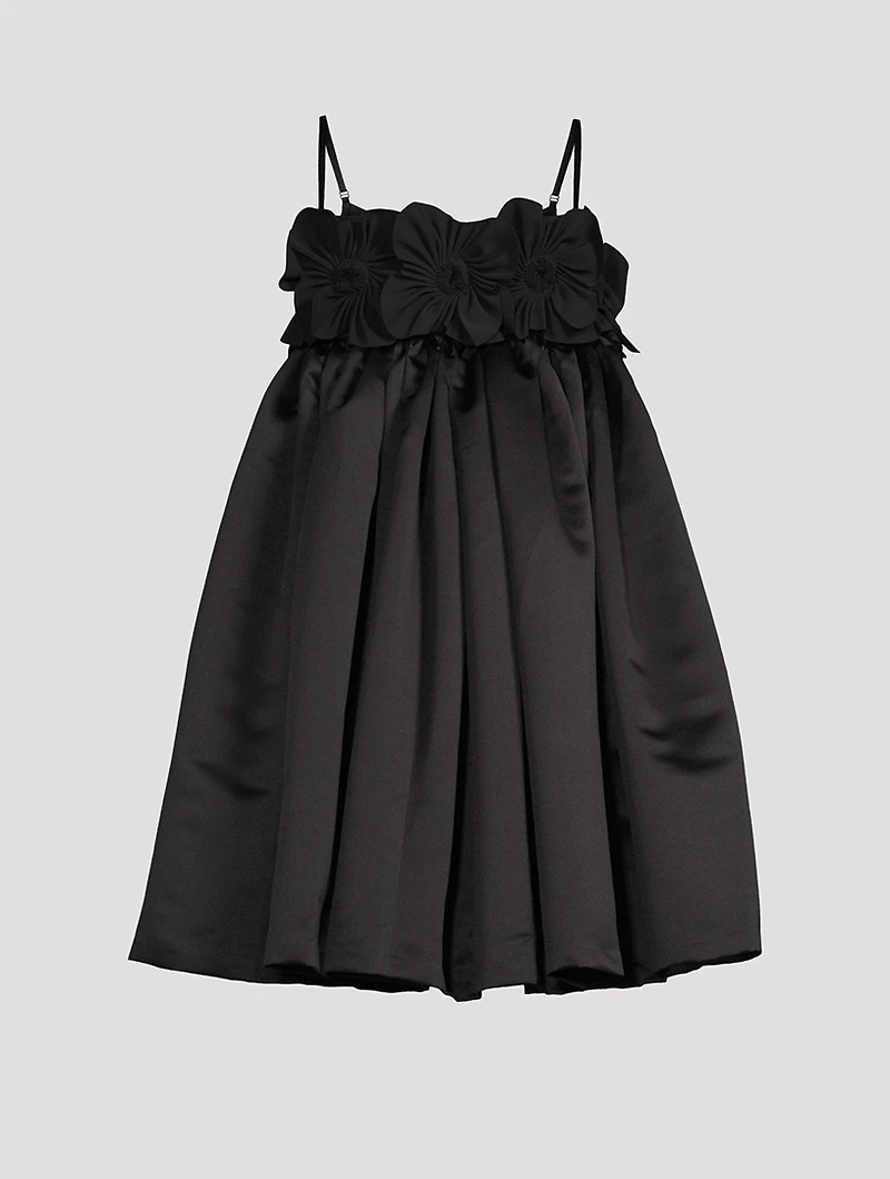 Andra Baby Doll Dress With Floral Appliqué