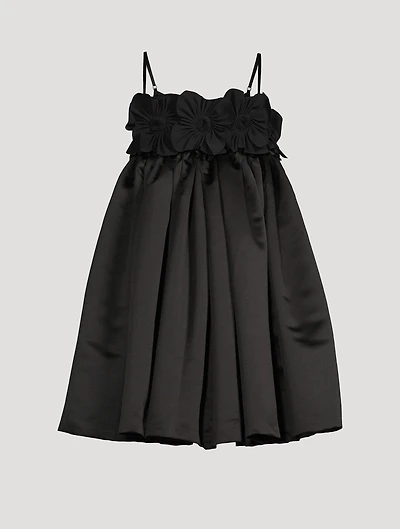 Andra Baby Doll Dress With Floral Appliqué