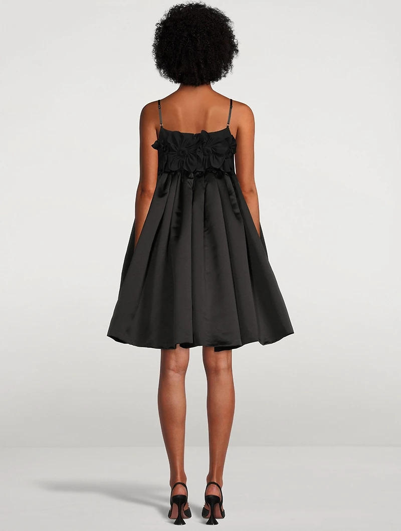 Andra Baby Doll Dress With Floral Appliqué