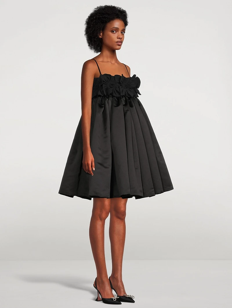 Andra Baby Doll Dress With Floral Appliqué