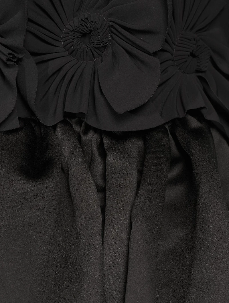 Andra Baby Doll Dress With Floral Appliqué
