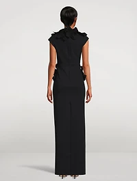 Redrick Column Gown With Floral Appliqué