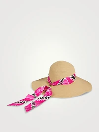 Large Brim Hat With Silk Scarf