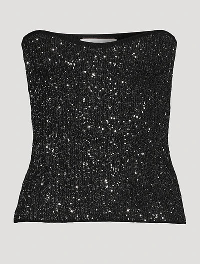 Puck Glitter Strapless Knit Top