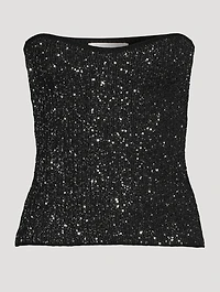 Puck Glitter Strapless Knit Top