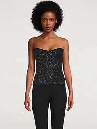 Puck Glitter Strapless Knit Top