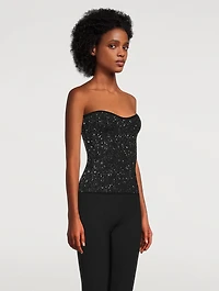 Puck Glitter Strapless Knit Top