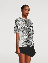 Bella Padded Shoulder T-Shirt Tiger Print