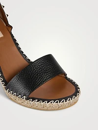Rockstud Leather Espadrille Wedge Sandals