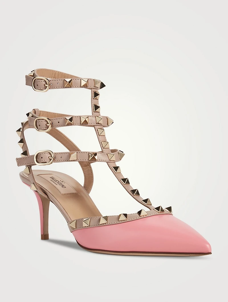 Rockstud Leather Ankle-Strap Pumps