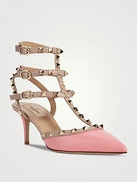 Rockstud Leather Ankle-Strap Pumps