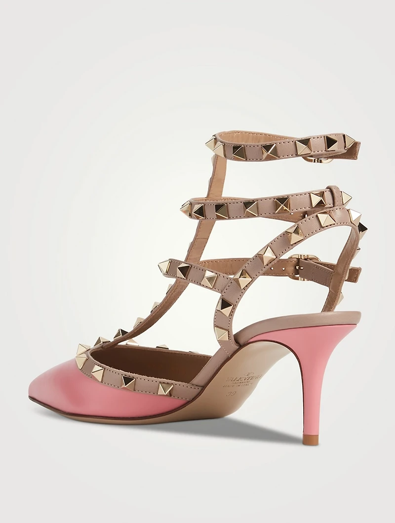 Rockstud Leather Ankle-Strap Pumps