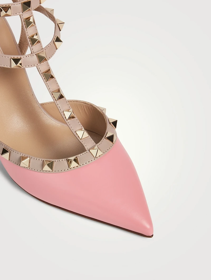 Rockstud Leather Ankle-Strap Pumps