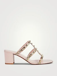 Rockstud Raffia Heeled Mules