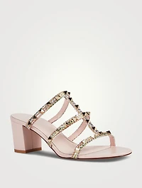 Rockstud Raffia Heeled Mules