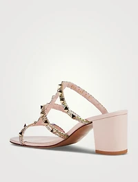 Rockstud Raffia Heeled Mules