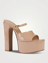 Tan-Go Patent Leather Platform Mules