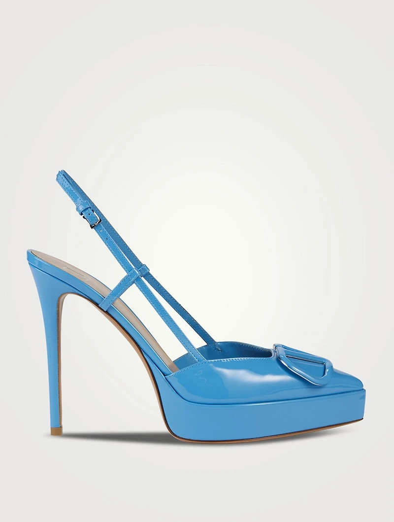 VLOGO Patent Leather Platform Slingback Pumps