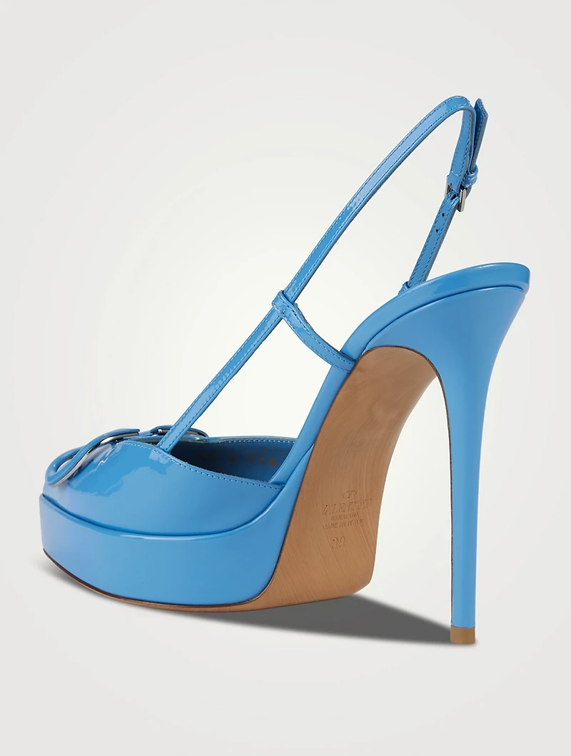 VLOGO Patent Leather Platform Slingback Pumps