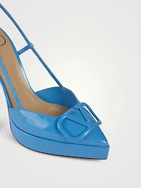 VLOGO Patent Leather Platform Slingback Pumps