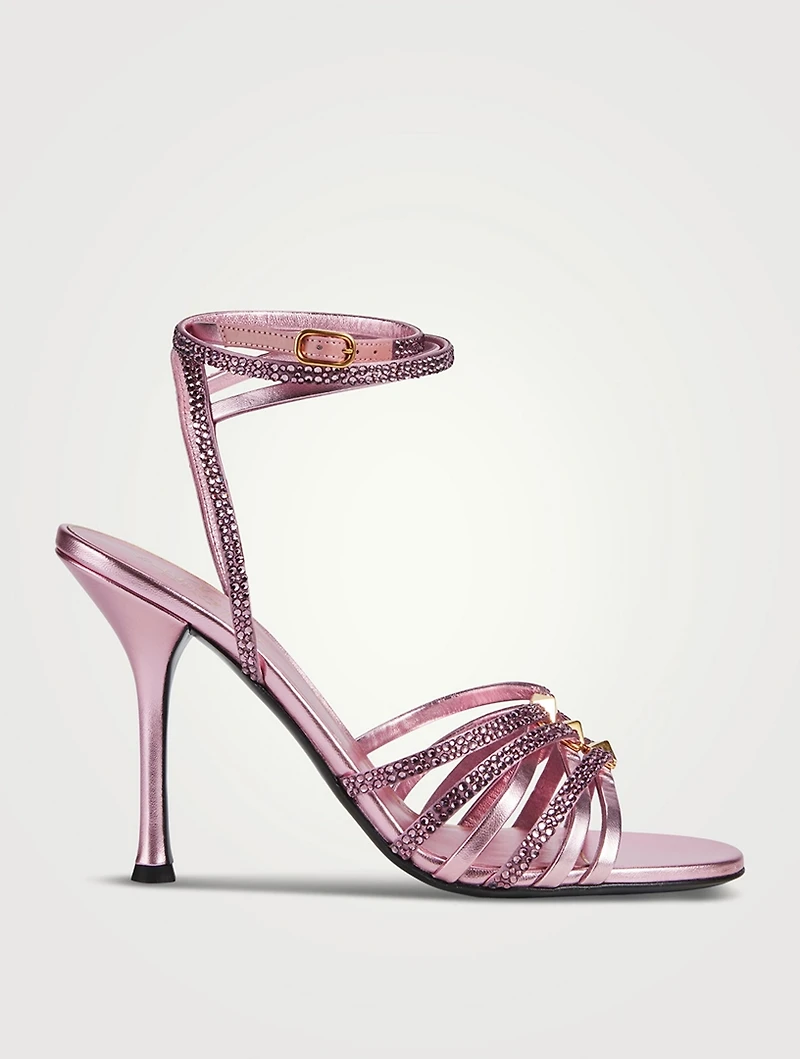Rockstud Metallic Satin Sandals