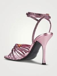 Rockstud Metallic Satin Sandals